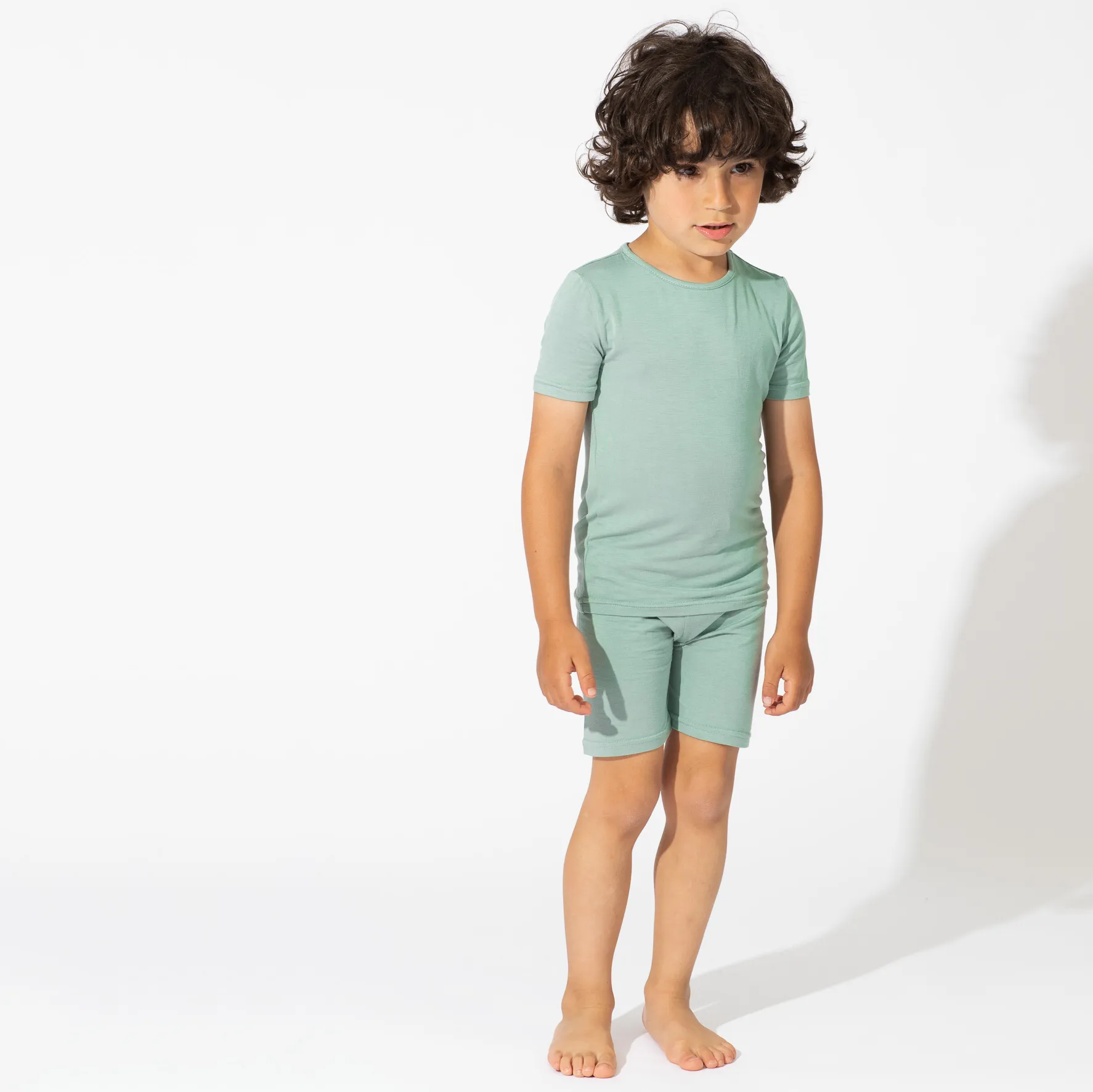 Misty Green Bamboo Kids Pajama Short Set