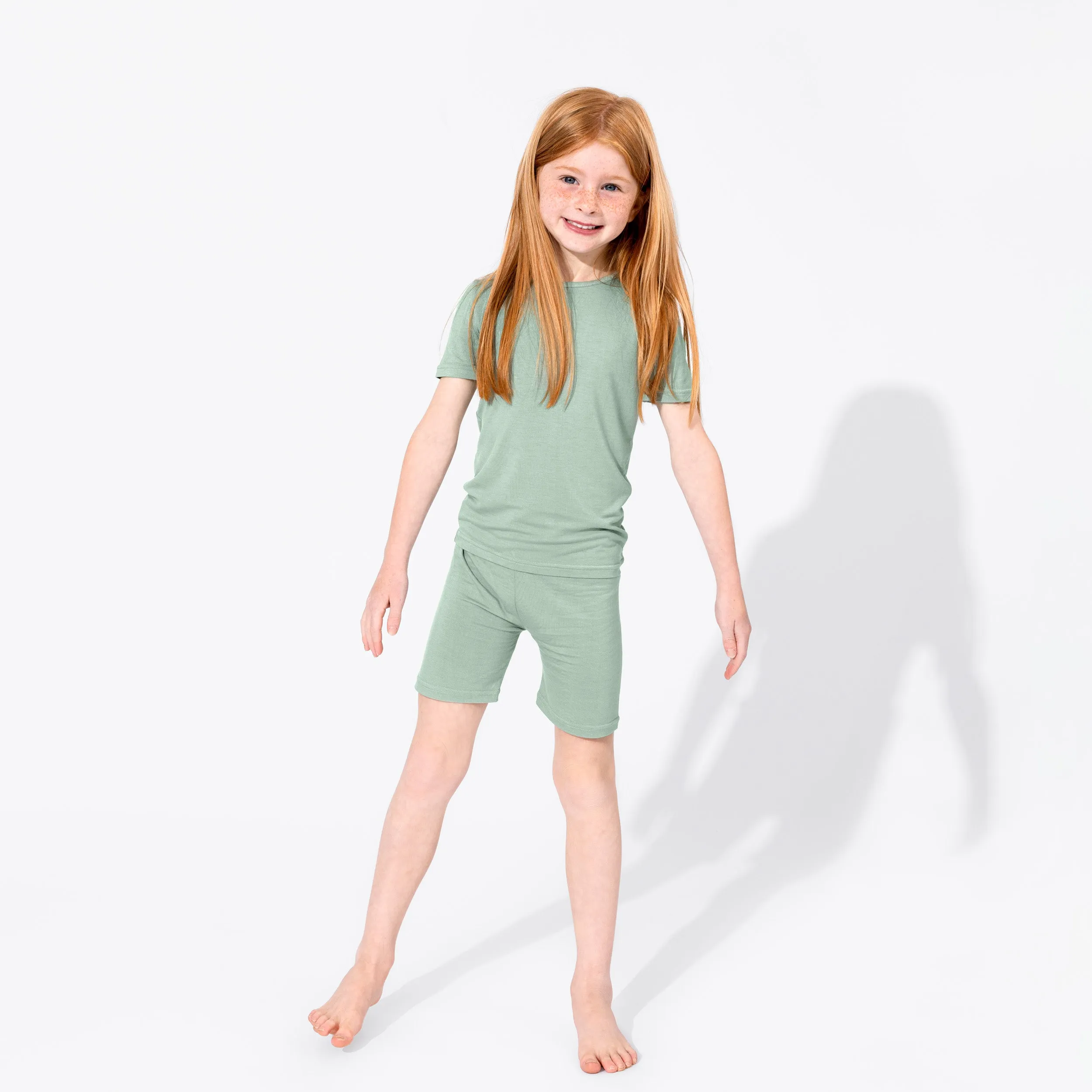 Misty Green Bamboo Kids Pajama Short Set