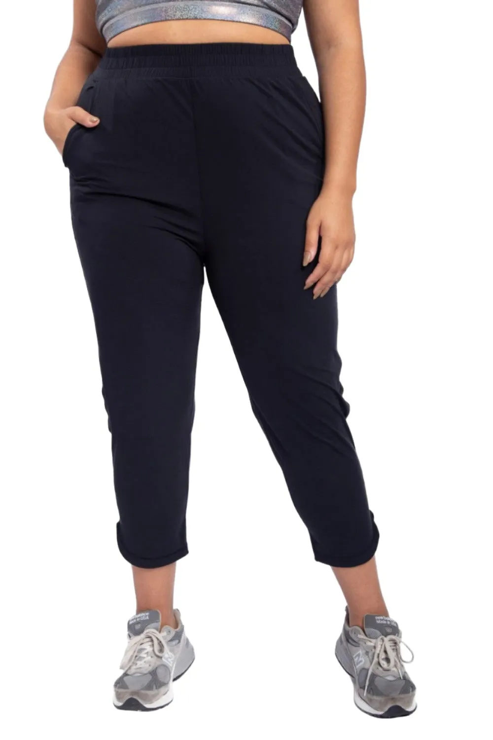 Comfortable Mono B Athleisure Joggers with Stylish Curved Notch Hem - Size Plus, Model: AP-A057