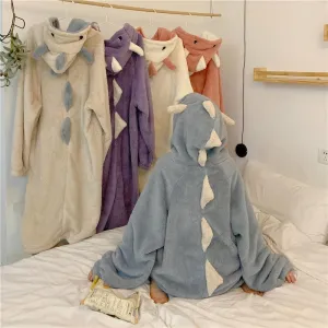 Monster Hooded Coral Velvet Pajamas