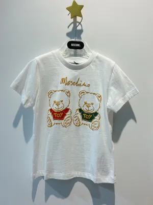 Moschino Kids Short Sleeve T-shirt With Drawing Print Of Two Bears Logo