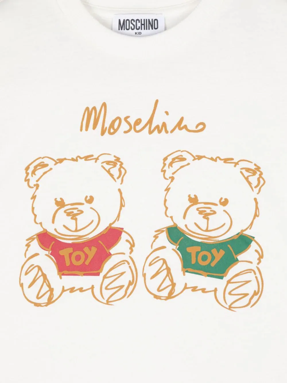 Moschino Kids Short Sleeve T-shirt With Drawing Print Of Two Bears Logo