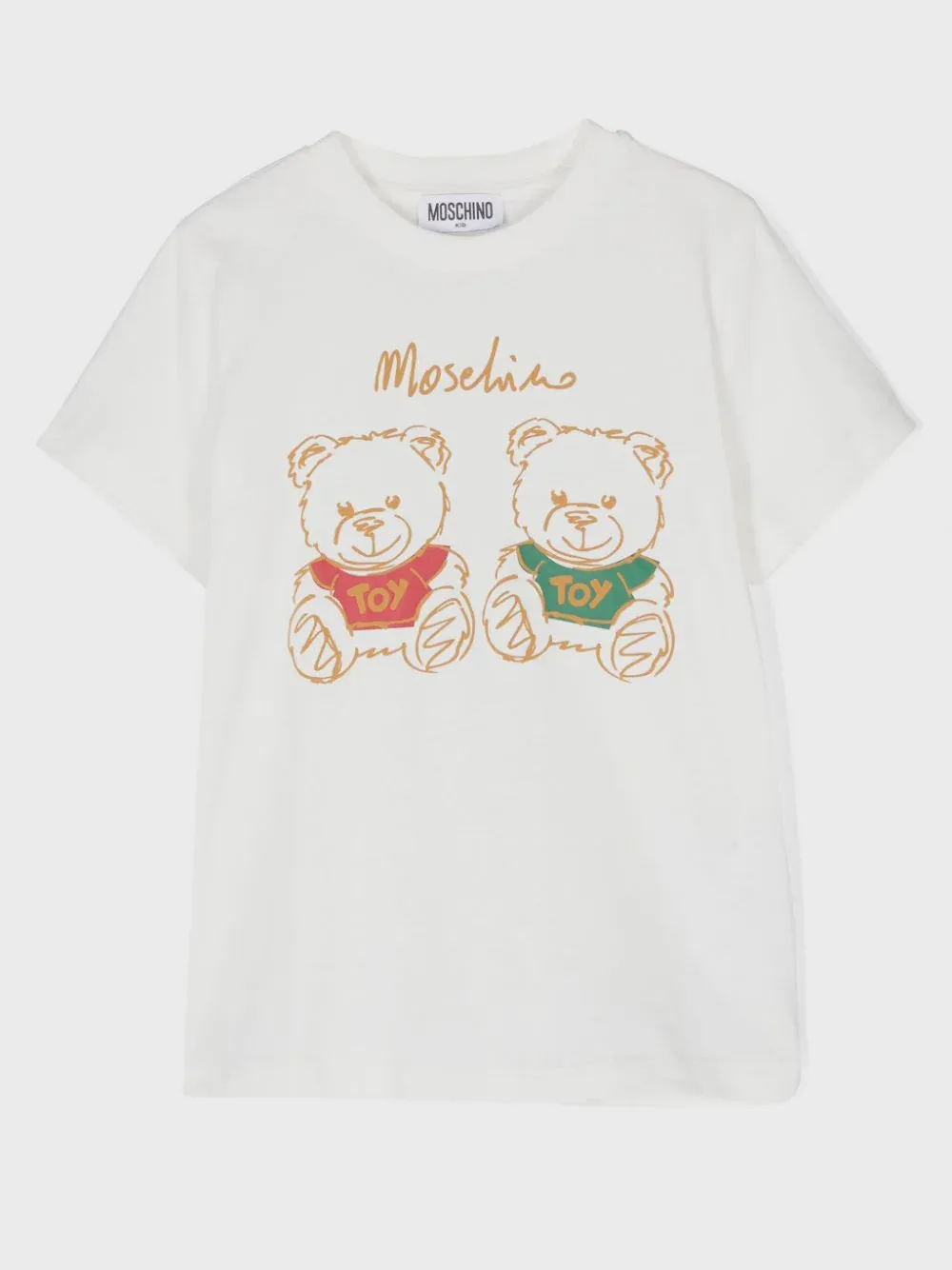 Moschino Kids Short Sleeve T-shirt With Drawing Print Of Two Bears Logo