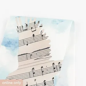 Music Bird Cotton Sateen - Blue / Parchment (remnant)