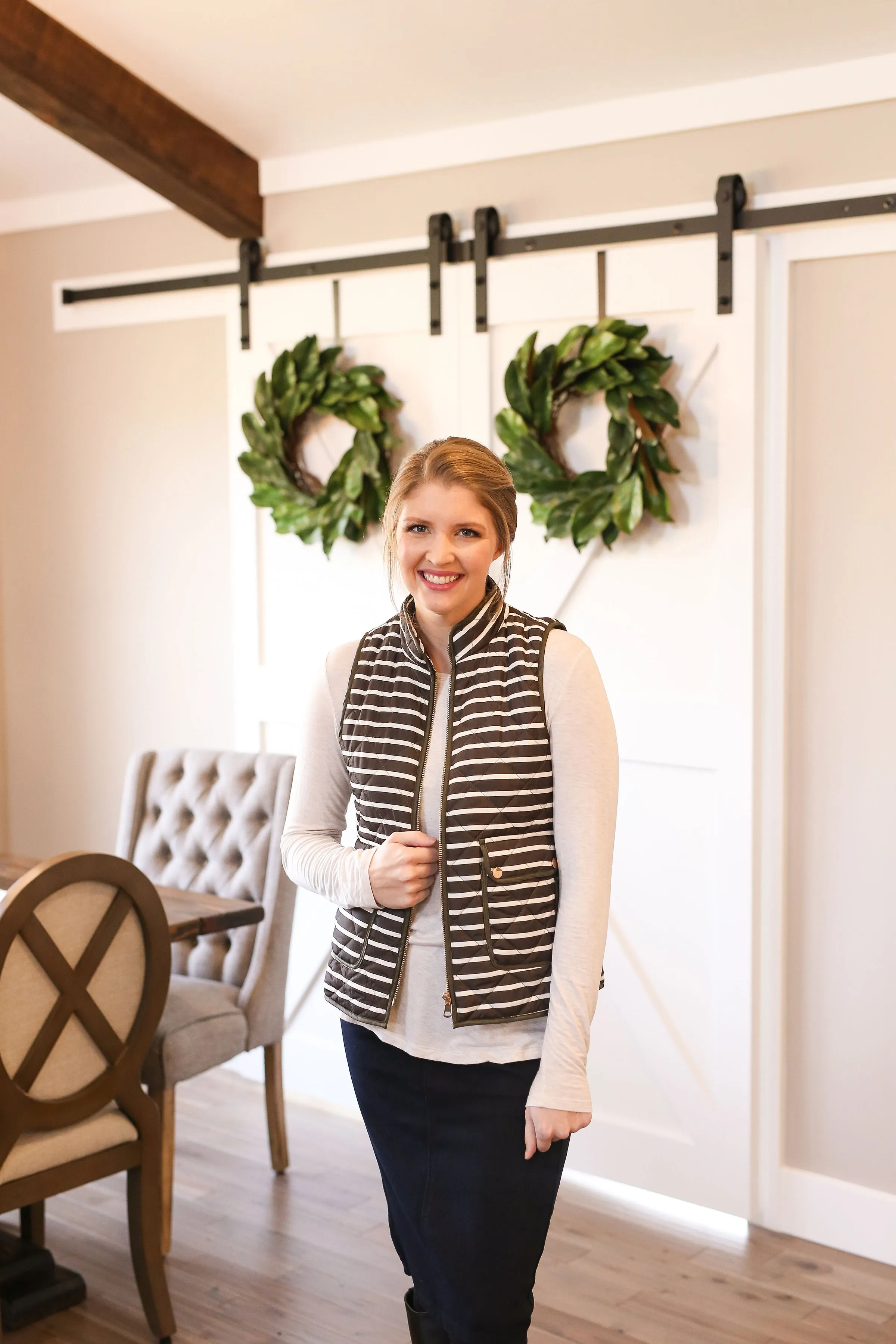 Olive Fashion Stripe Vest