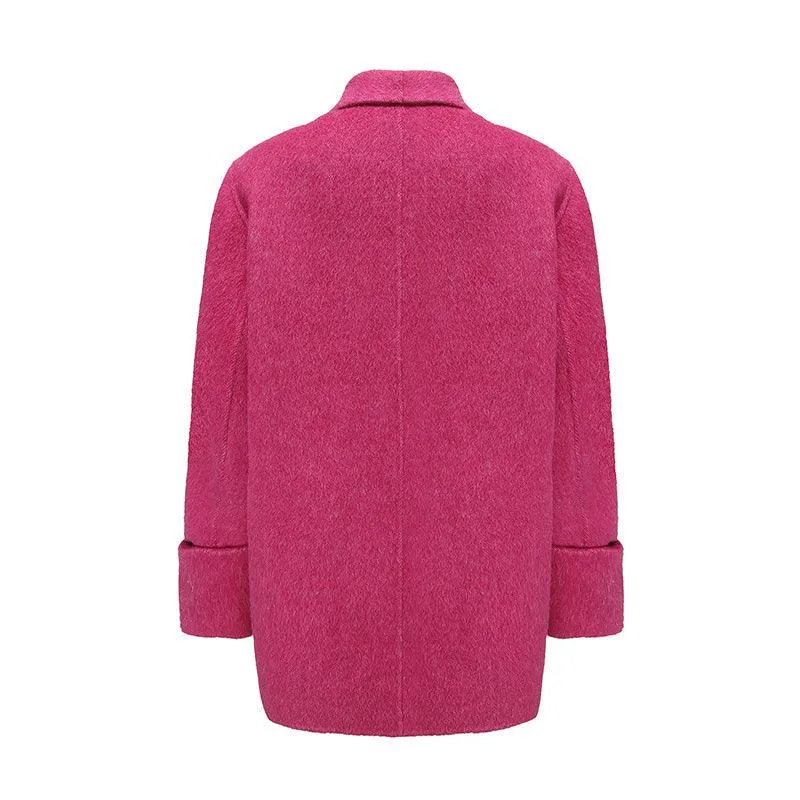 Oversize Double-Sided Wool Diamond Button Coat