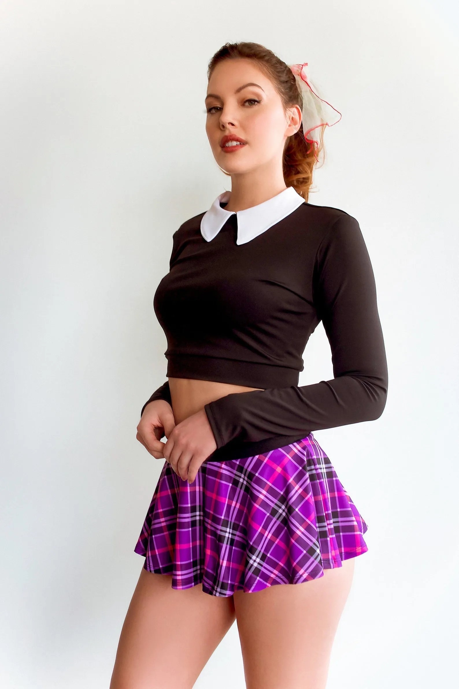 Plaid Highwaist Mini Skirt in Purple