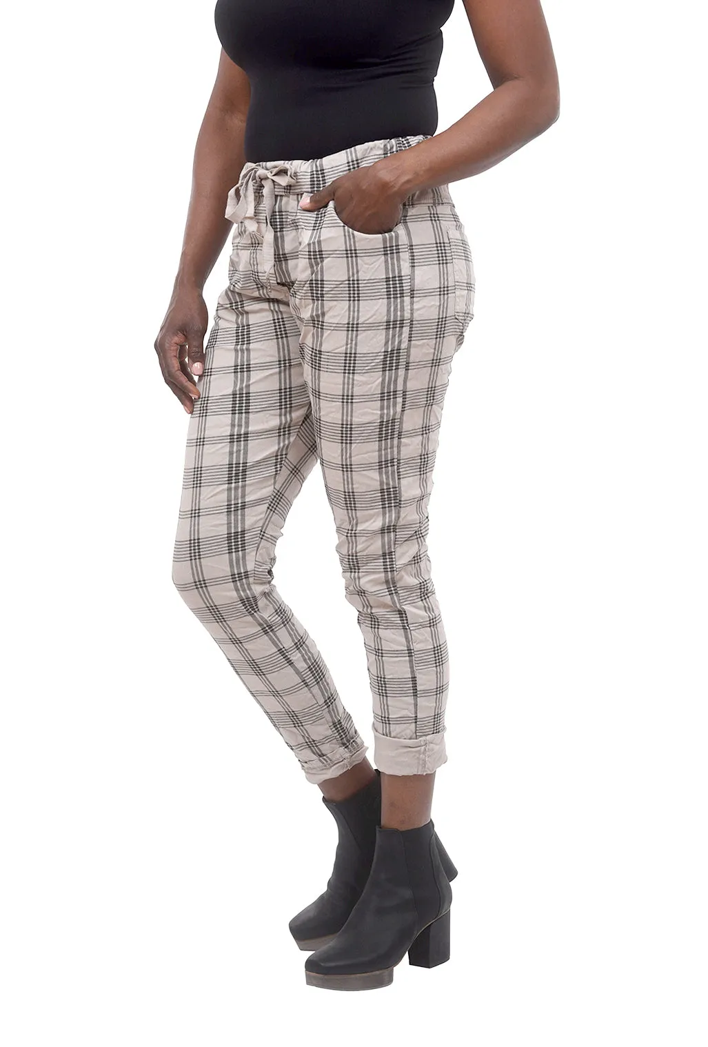 Plaid Jogger, Eggshell