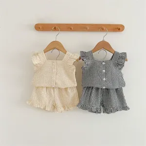 Plaid Ruffle Cami Vest & Flowy Shorts