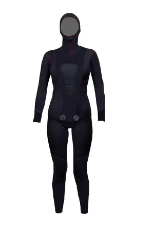 Womens PoloSub 7.0mm Black Lined Open Cell Wetsuit - Superior Durability and Comfort