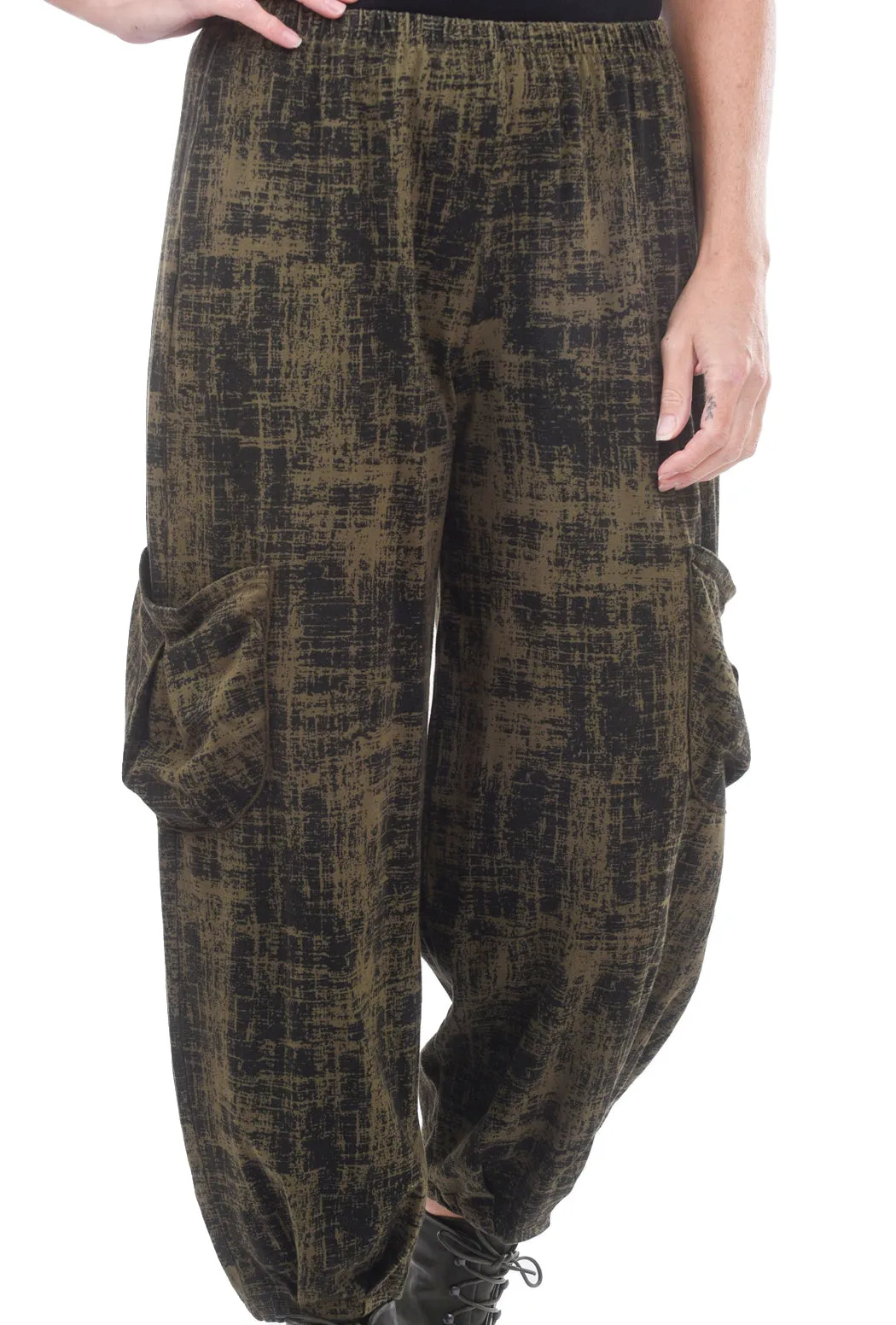 Print Side Pocket Crop Pant, Olive