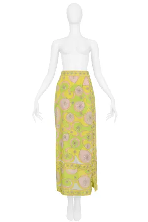 PUCCI YELLOW & PINK COTTON HOSTESS SKIRT WITH ABSTRACT PRINT