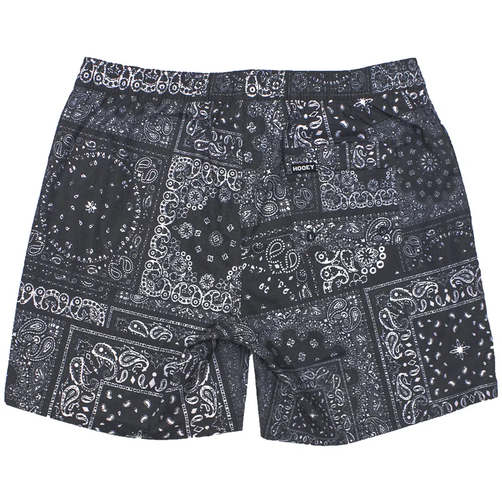 "Bigwake" Black/White Bandana Pattern Board Shorts w/ Liner