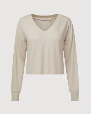 Ribbed V-neck Pull Over Top