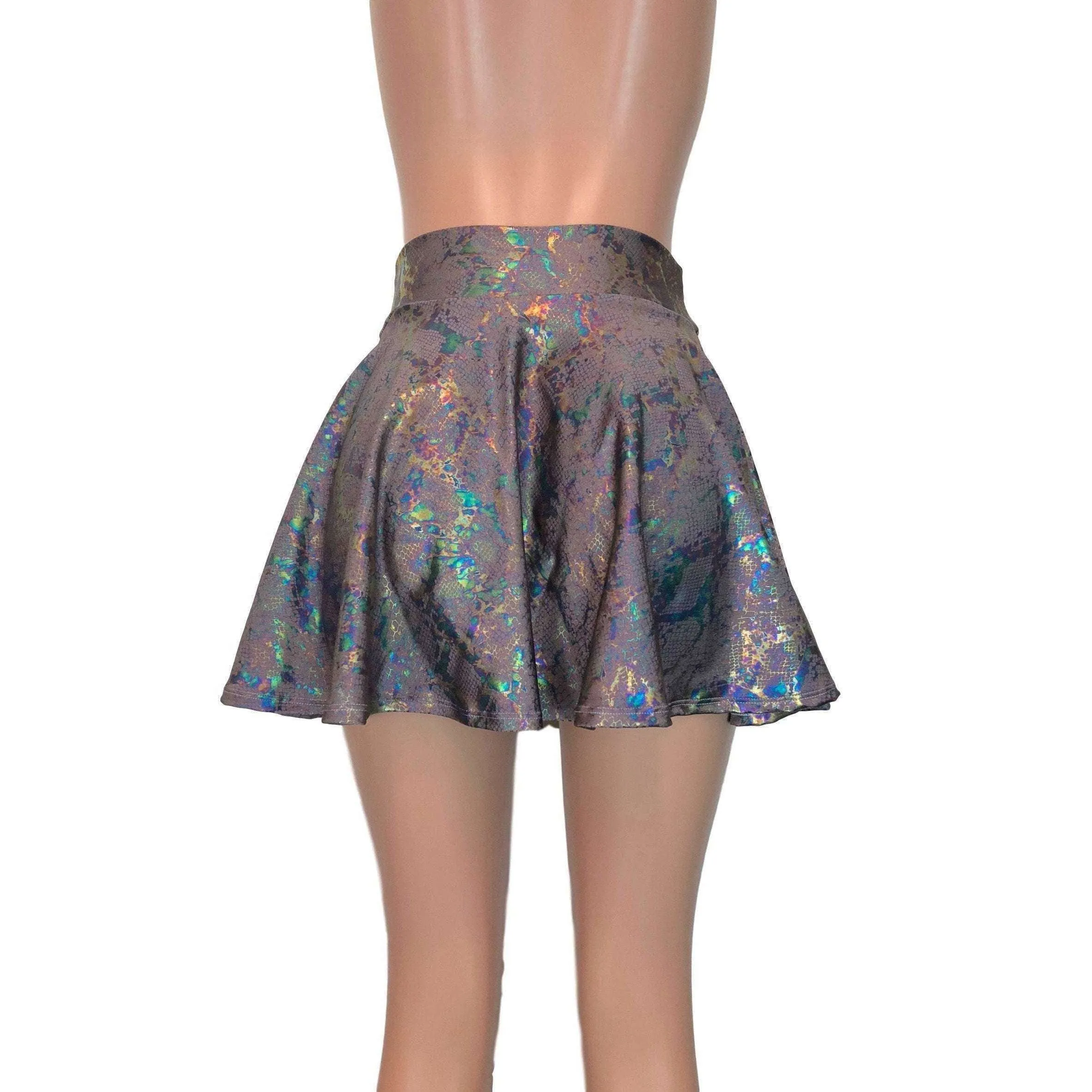 SALE - LARGE ONLY - Skater Skirt - Mauve Snakeskin Holographic