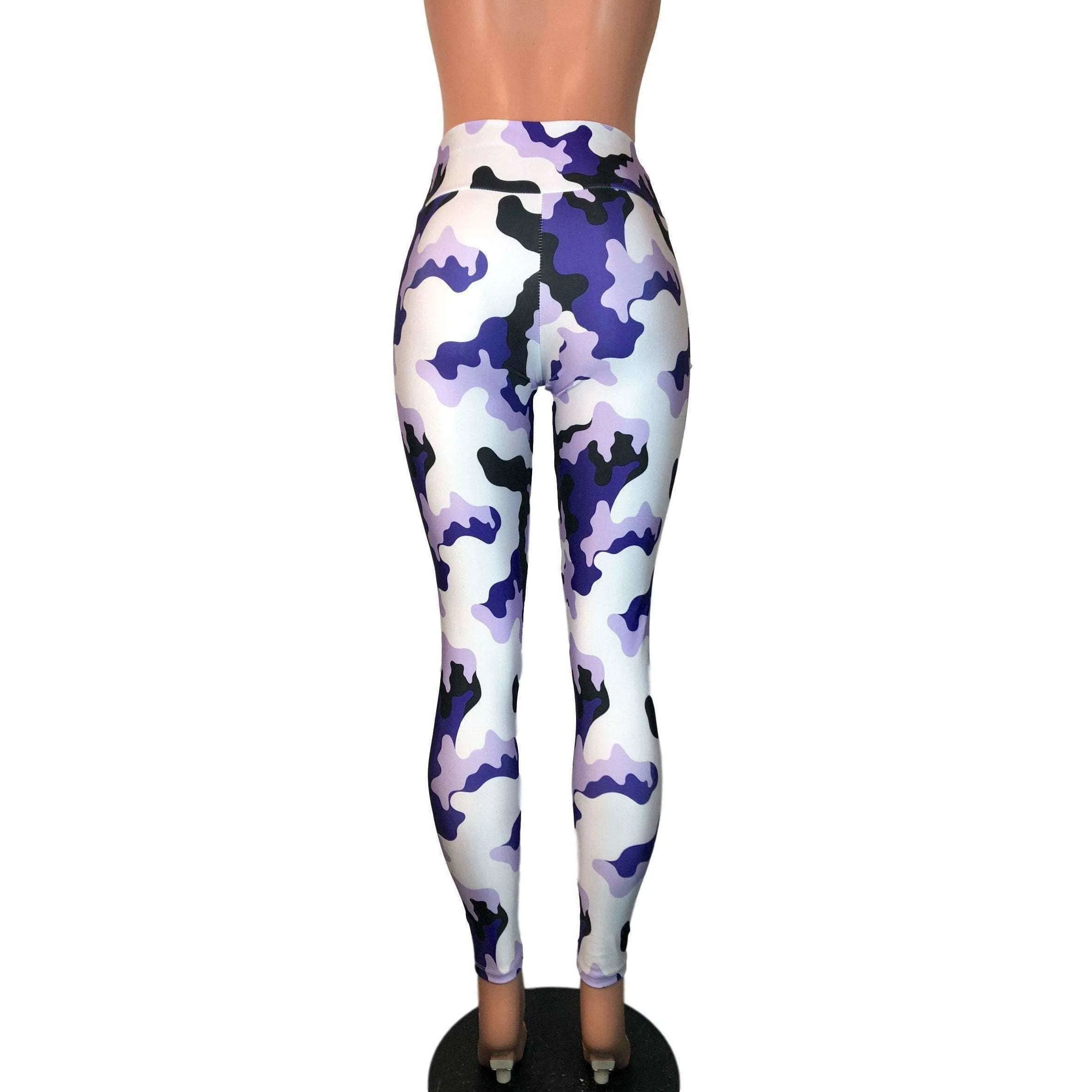 SALE - Purple, White & Black Camo Camouflage High Waist Leggings Pants