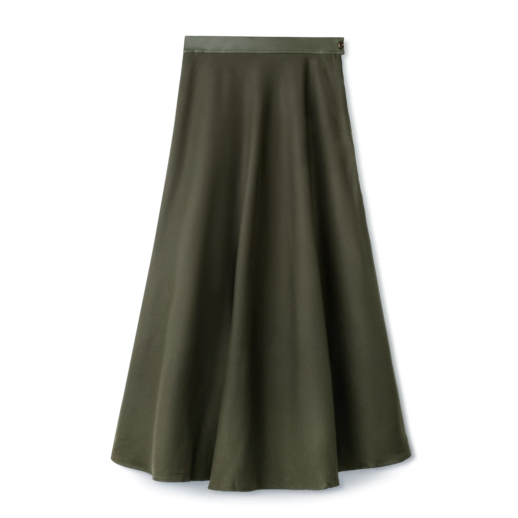 Signature Circle Skirt with Leather Waist Band IN: Olive