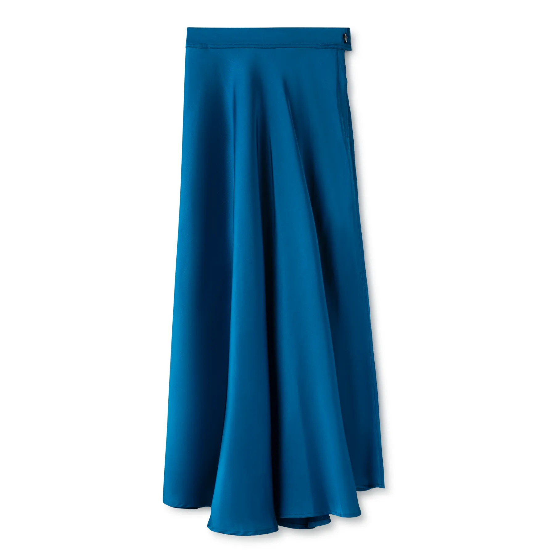 Signature Summer Silk Circle Midi Skirt IN: Deep Blue Teal