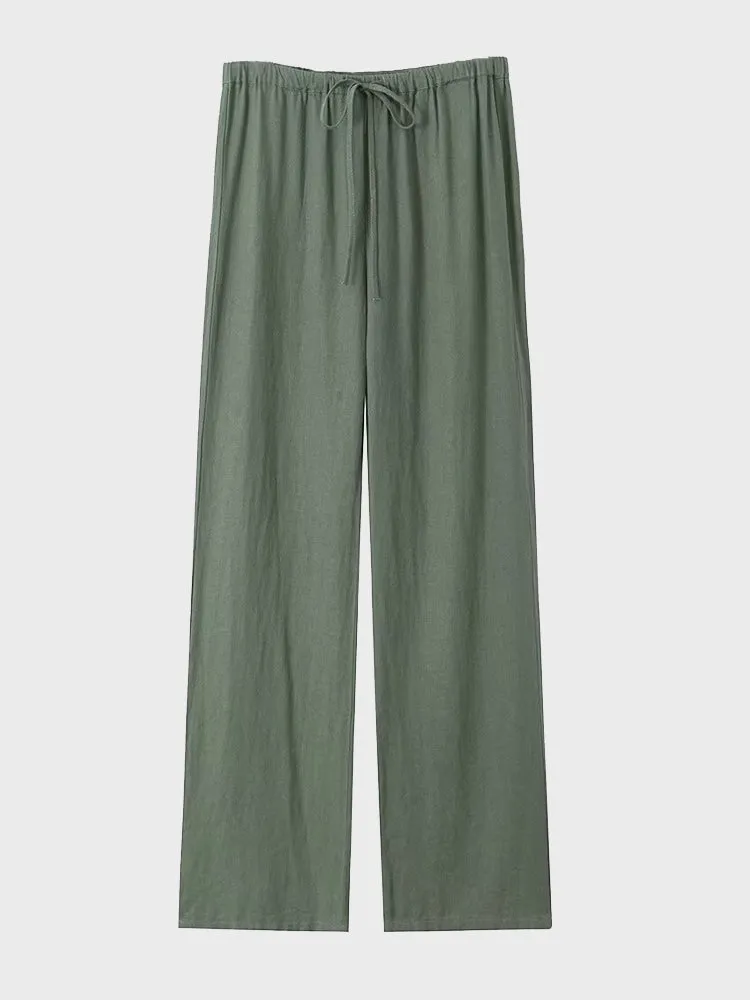 Spring Linen Drawstring Pants