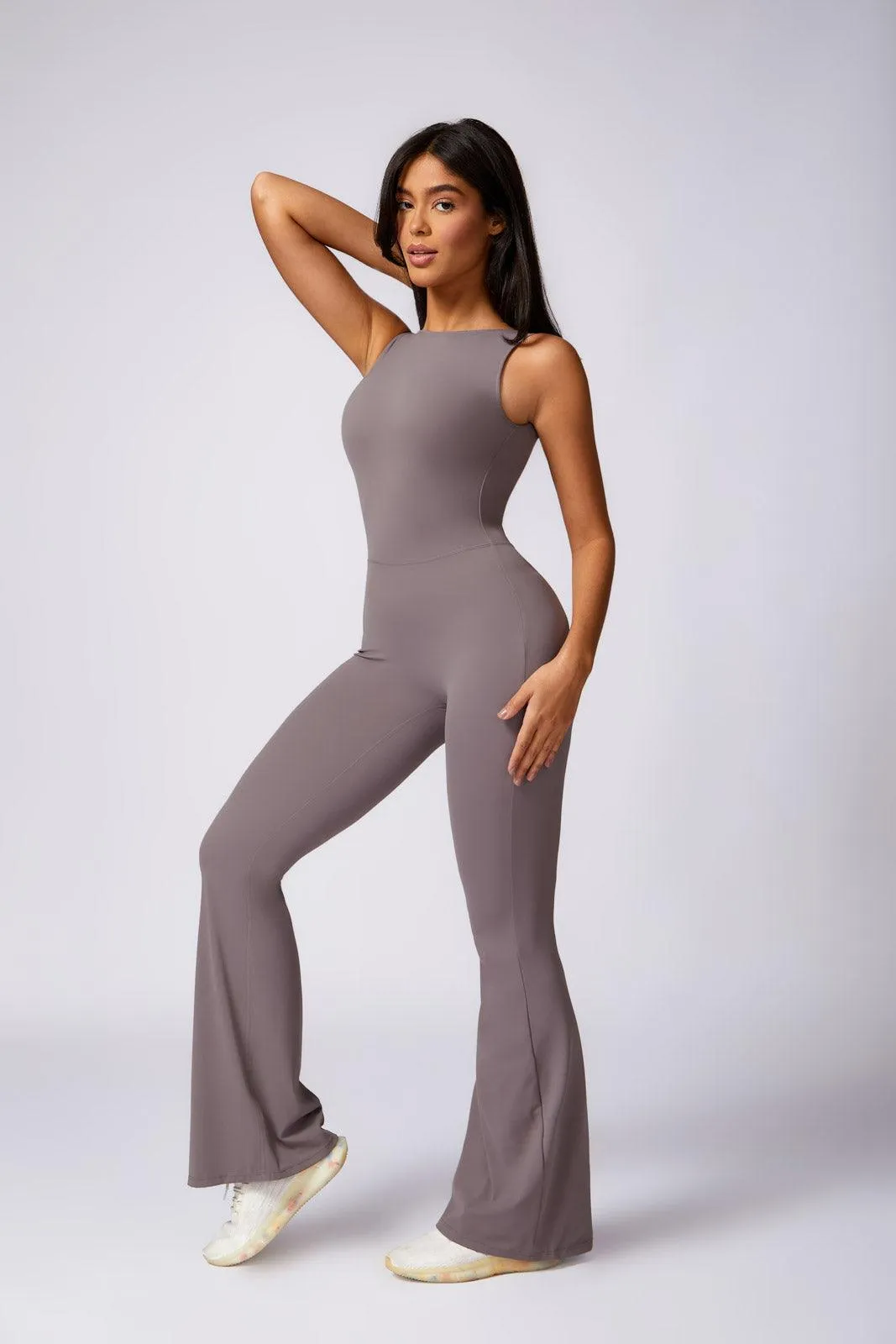 Stella Flared Jumpsuit - Taupe (FINAL SALE)