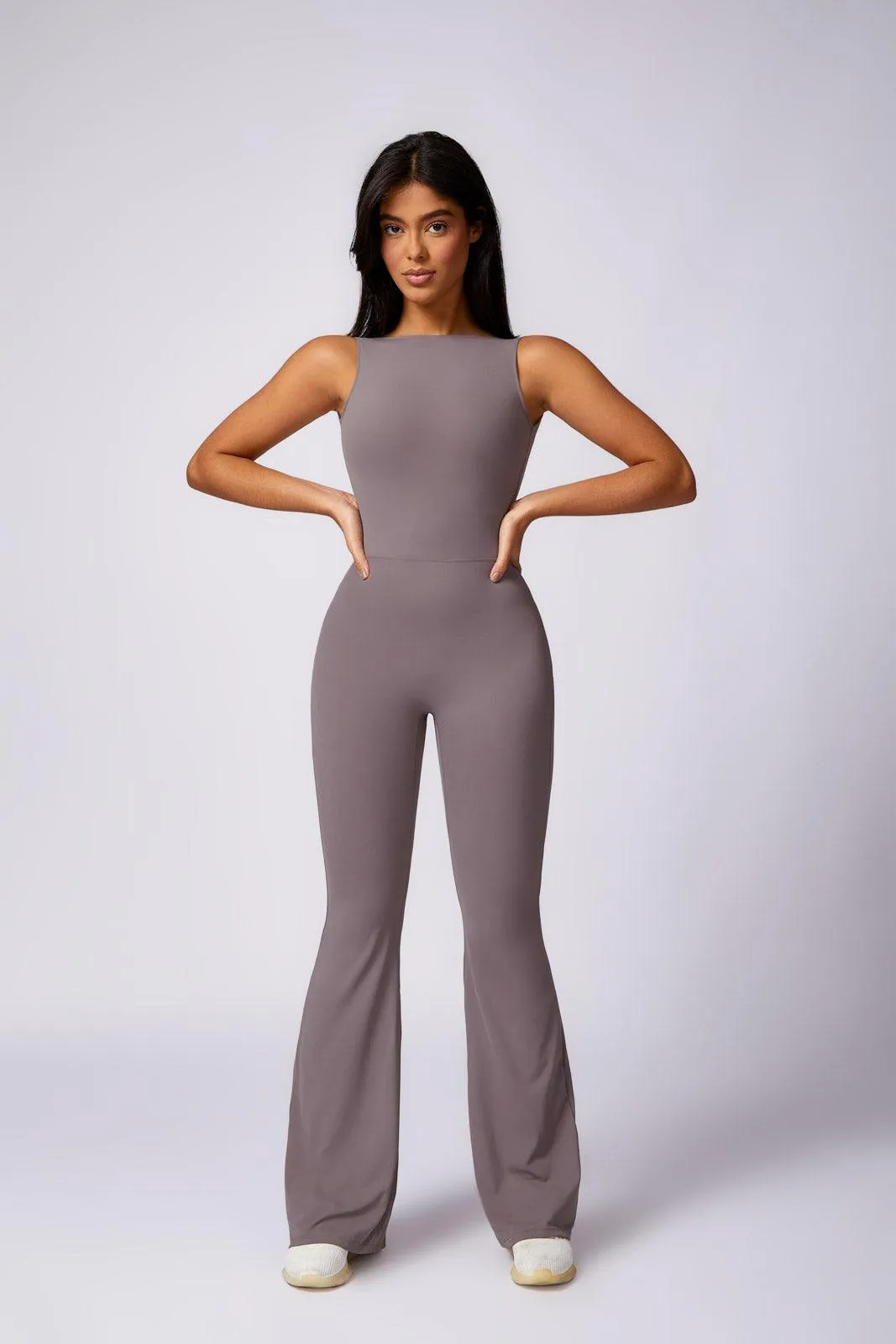 Stella Flared Jumpsuit - Taupe (FINAL SALE)