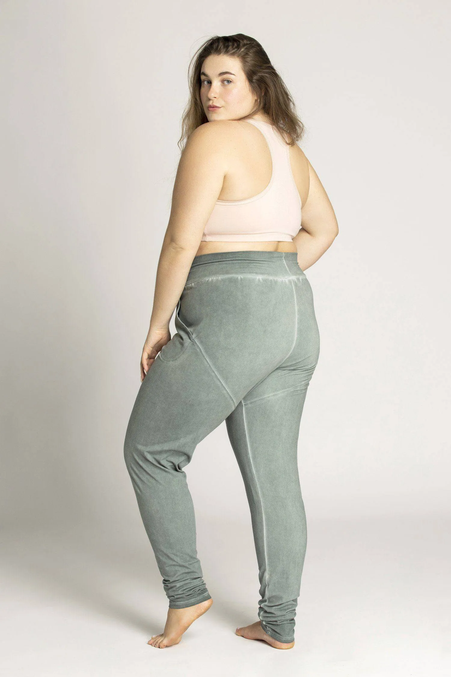 Stonewash Extra Long Slouchy Pants