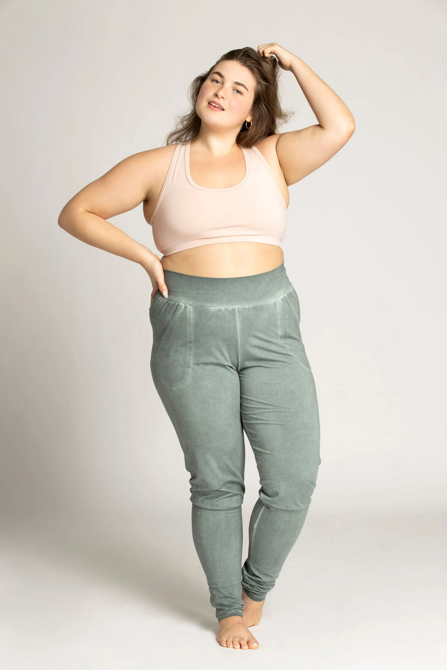 Stonewash Extra Long Slouchy Pants