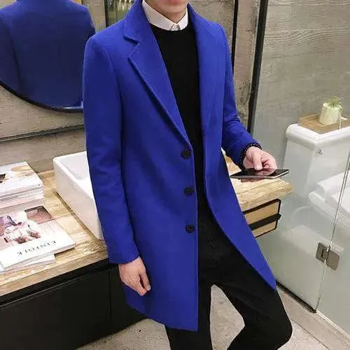 Test name change (10 colors) 2019 autumn and winter new men's woolen coat 5XL large size slim long trench coat, fashion slim wild men's jacket