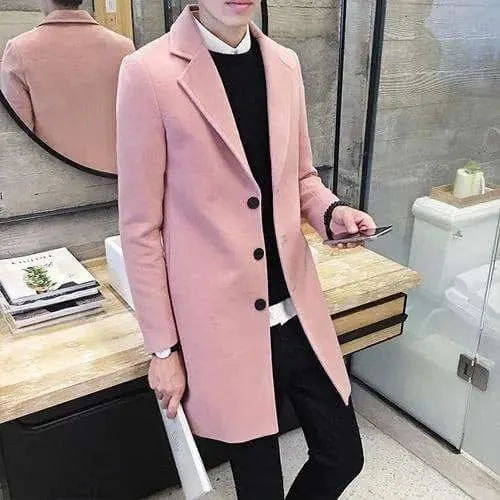 Test name change (10 colors) 2019 autumn and winter new men's woolen coat 5XL large size slim long trench coat, fashion slim wild men's jacket