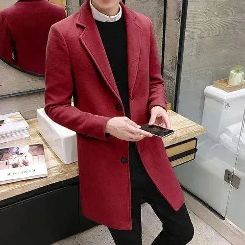 Test name change (10 colors) 2019 autumn and winter new men's woolen coat 5XL large size slim long trench coat, fashion slim wild men's jacket