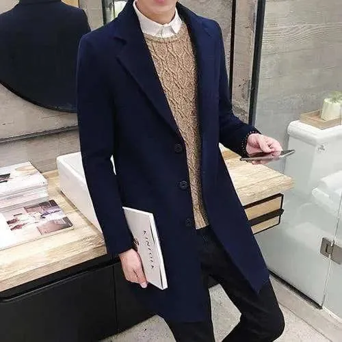 Test name change (10 colors) 2019 autumn and winter new men's woolen coat 5XL large size slim long trench coat, fashion slim wild men's jacket