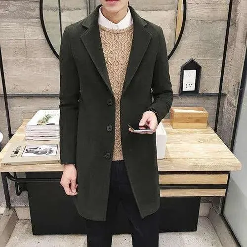 Test name change (10 colors) 2019 autumn and winter new men's woolen coat 5XL large size slim long trench coat, fashion slim wild men's jacket