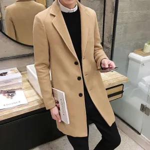 Test name change (10 colors) 2019 autumn and winter new men's woolen coat 5XL large size slim long trench coat, fashion slim wild men's jacket