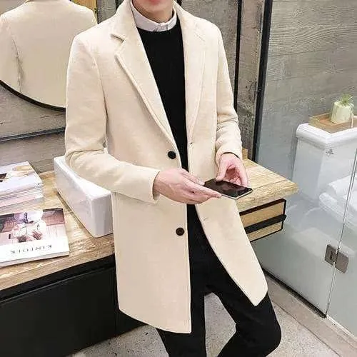 Test name change (10 colors) 2019 autumn and winter new men's woolen coat 5XL large size slim long trench coat, fashion slim wild men's jacket