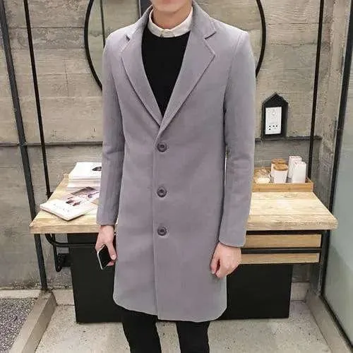 Test name change (10 colors) 2019 autumn and winter new men's woolen coat 5XL large size slim long trench coat, fashion slim wild men's jacket