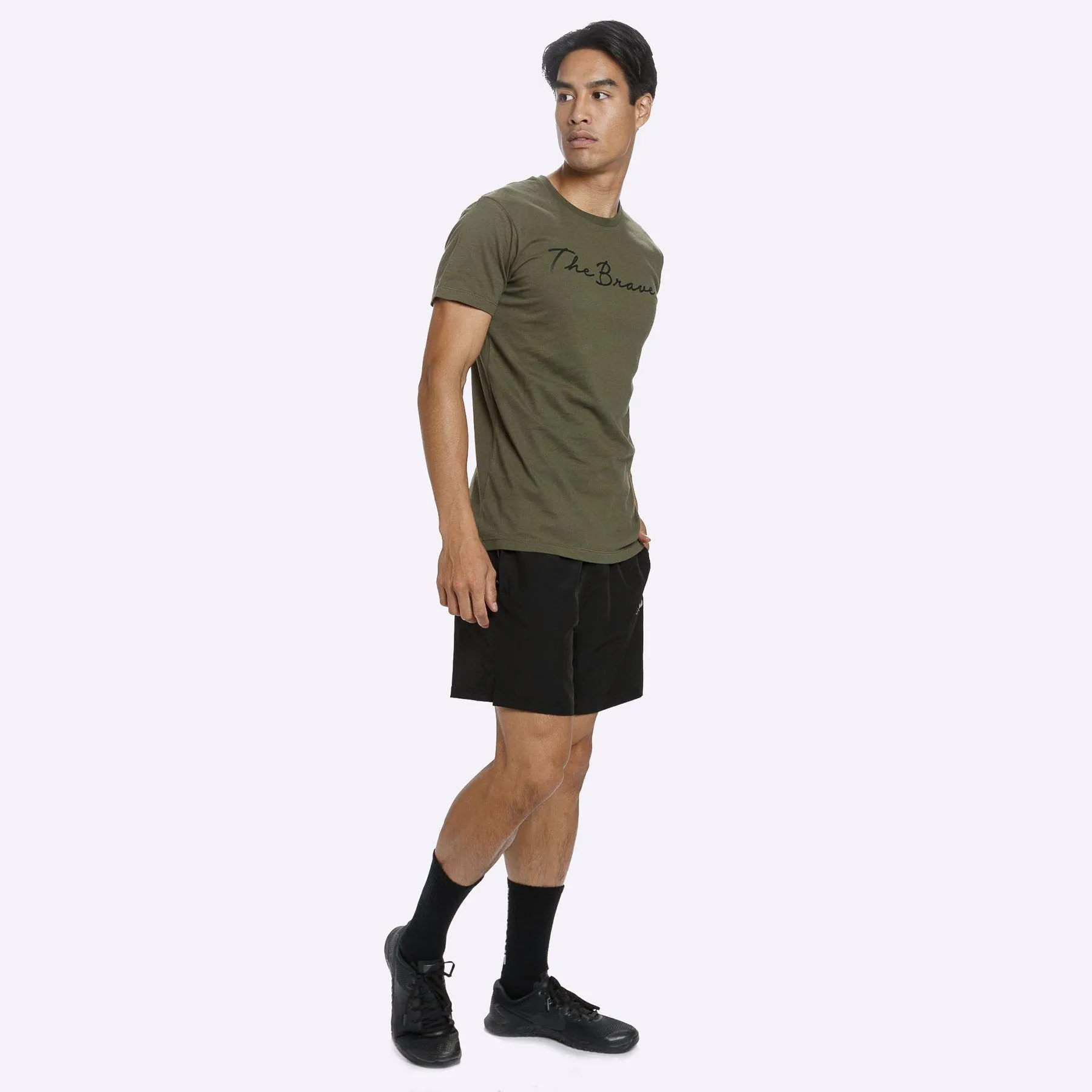 The Brave - Men's Script T-Shirt - Dark Olive