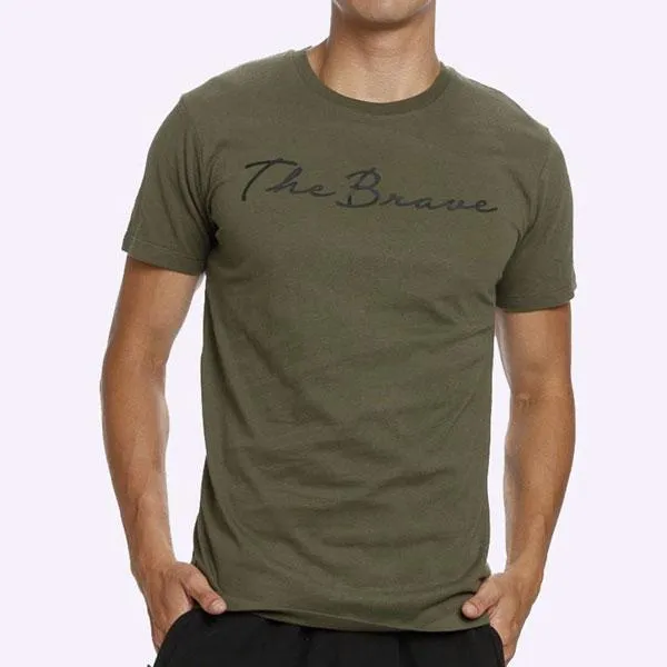 The Brave - Men's Script T-Shirt - Dark Olive