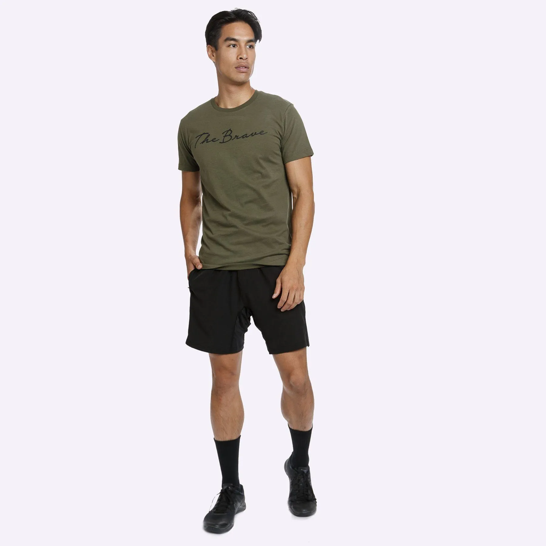 The Brave - Men's Script T-Shirt - Dark Olive