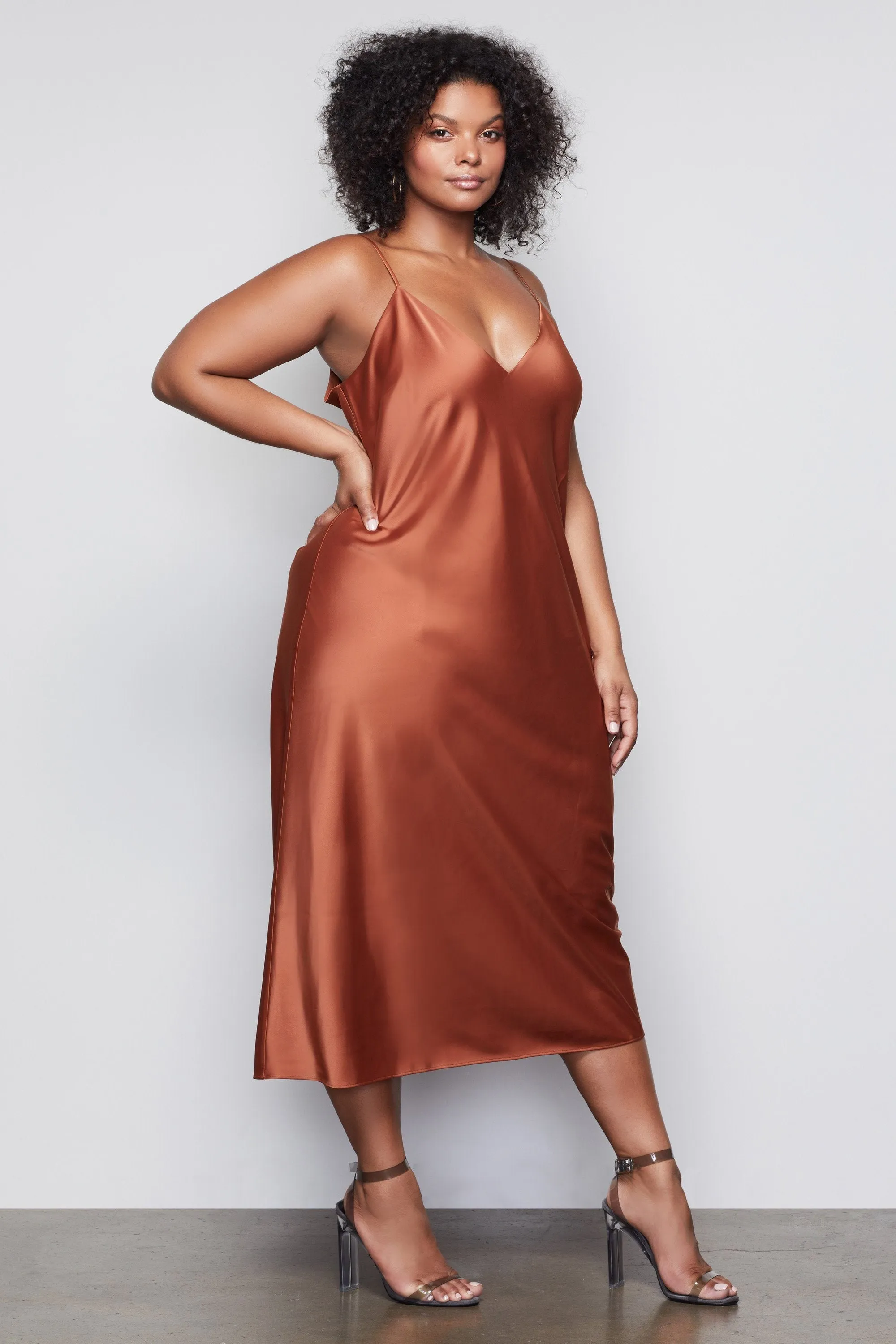 THE SATIN MIDI DRESS | COPPER001