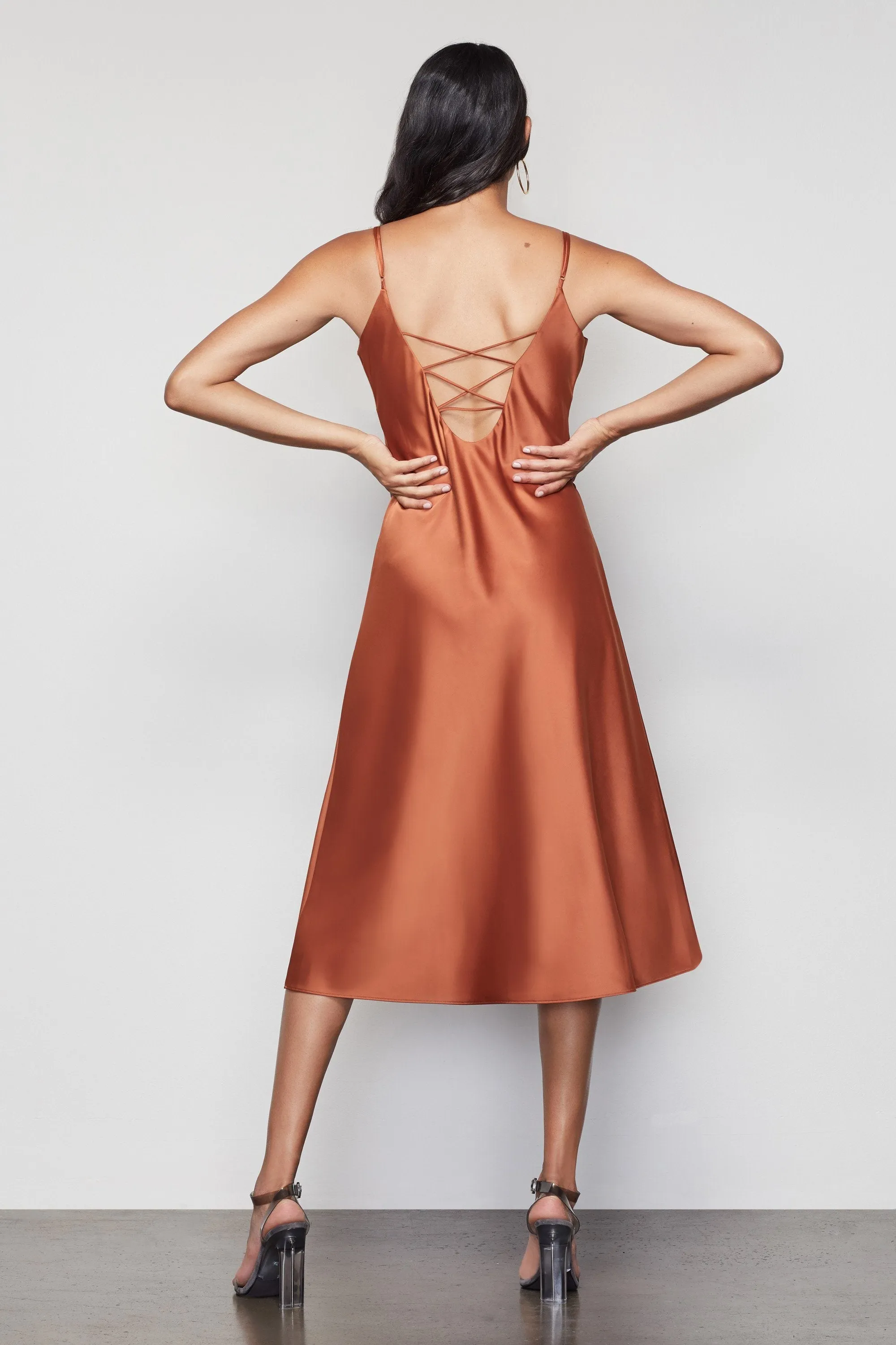 THE SATIN MIDI DRESS | COPPER001