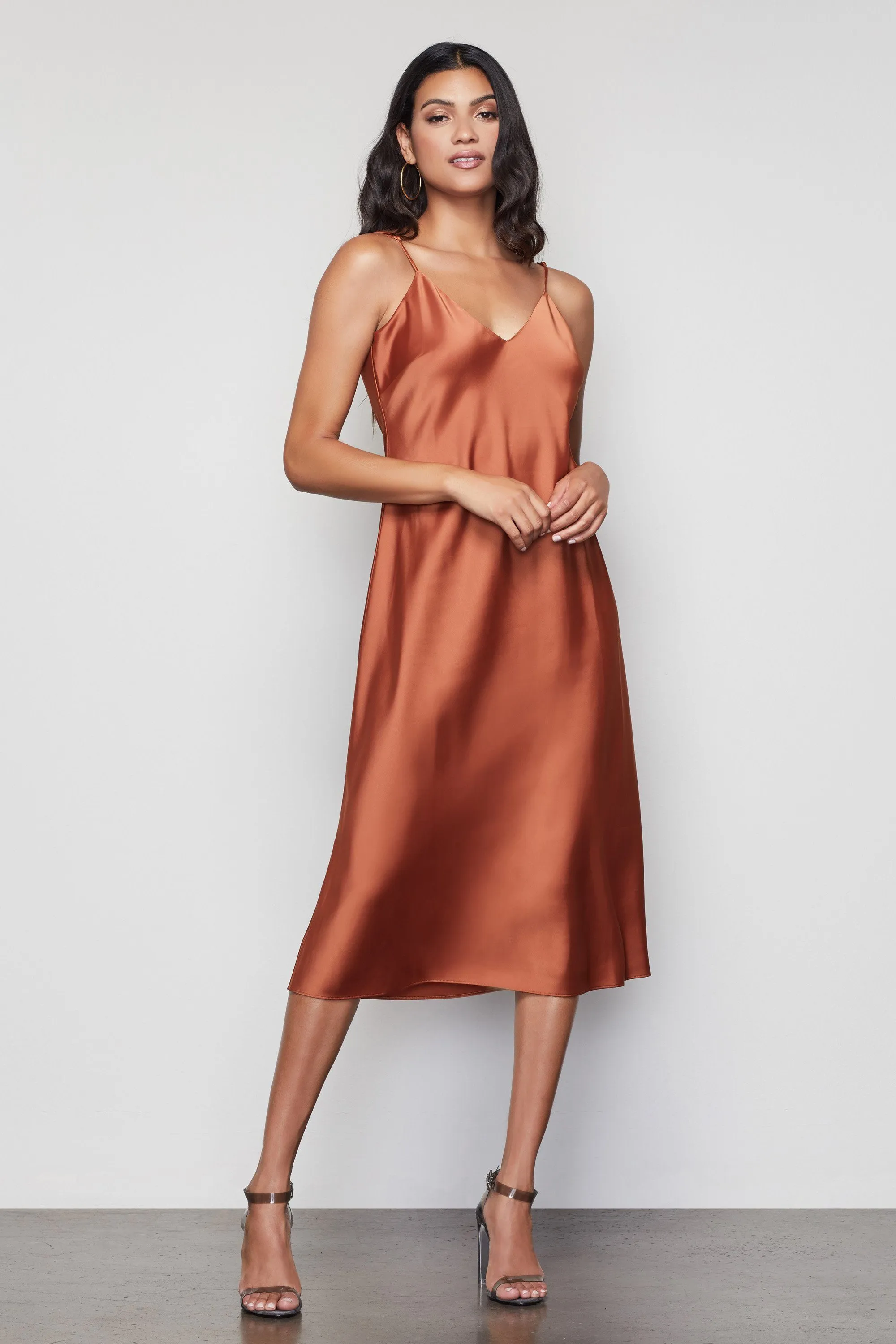 THE SATIN MIDI DRESS | COPPER001