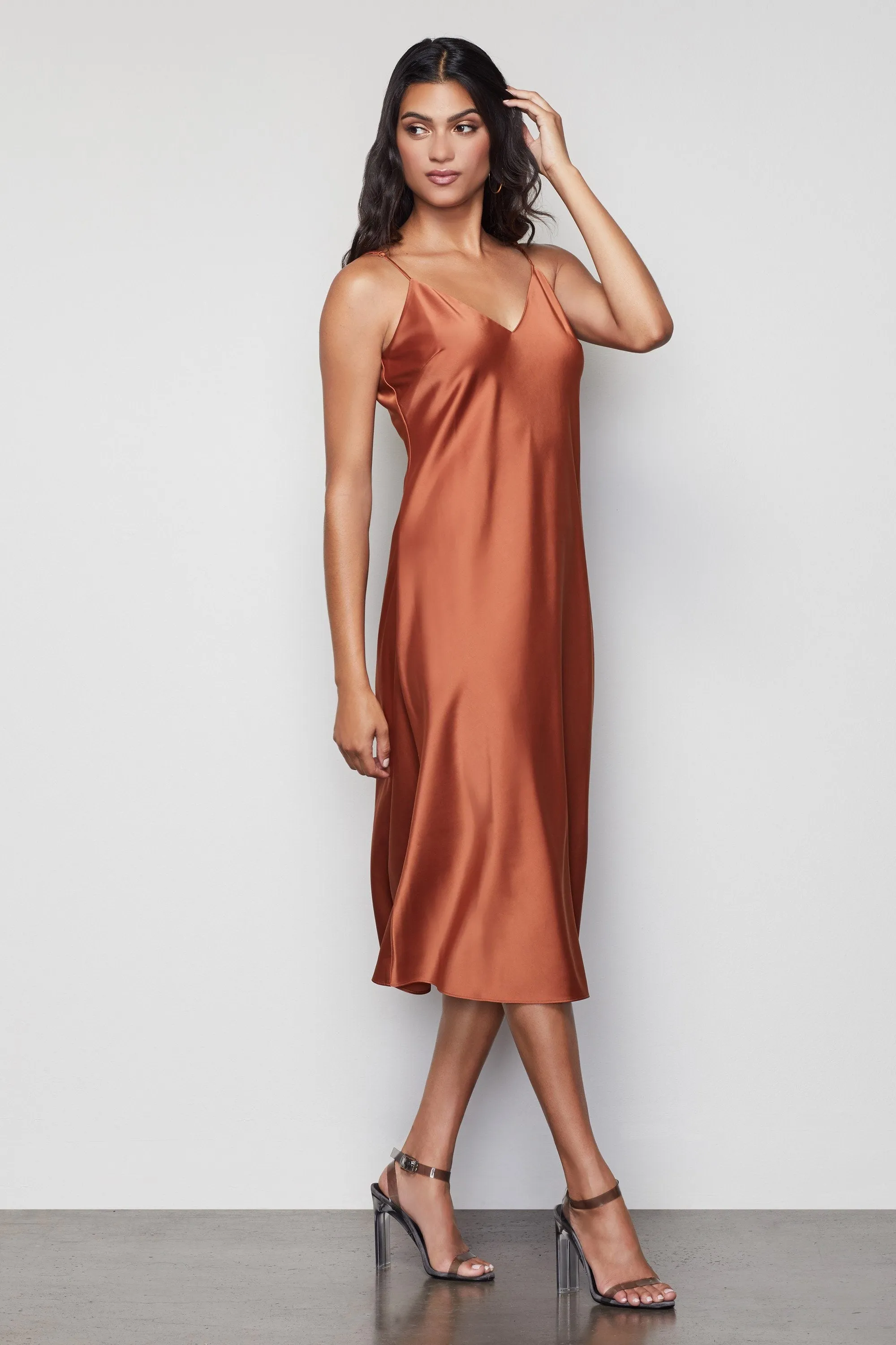 THE SATIN MIDI DRESS | COPPER001