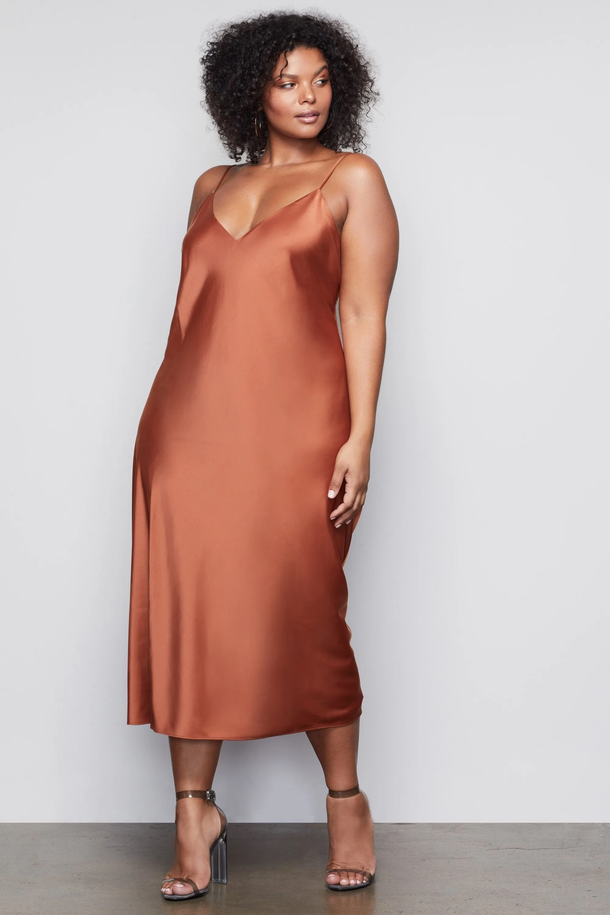 THE SATIN MIDI DRESS | COPPER001