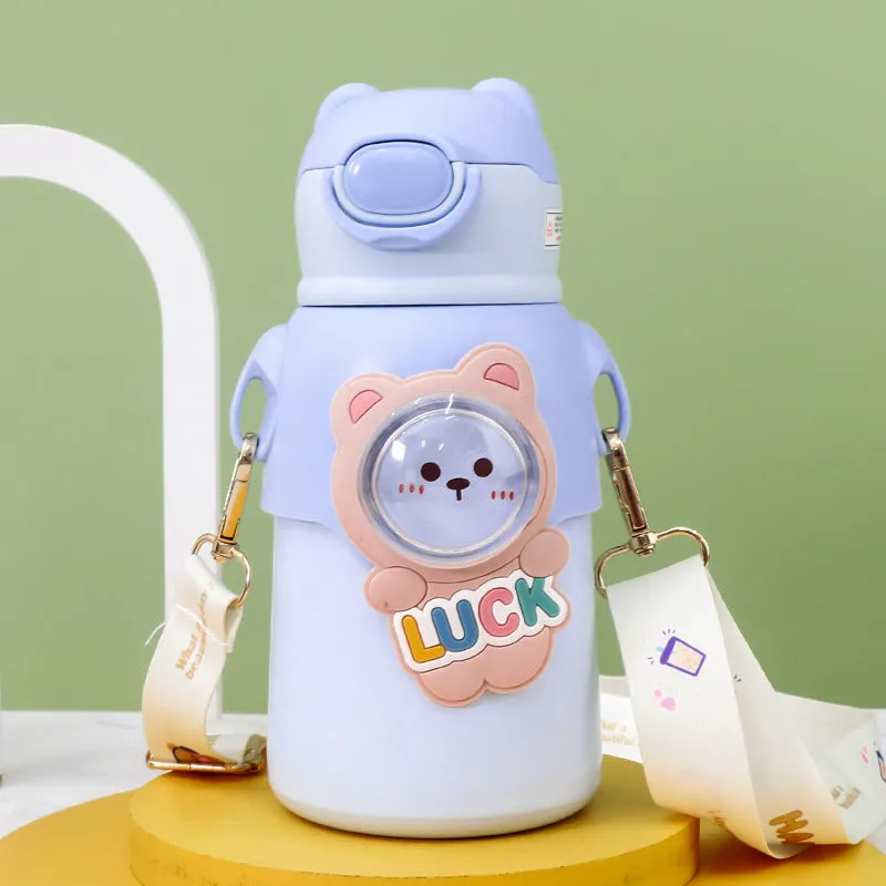 Thermal Stainless Steel School Water Bottle for Kids with Portable Strap