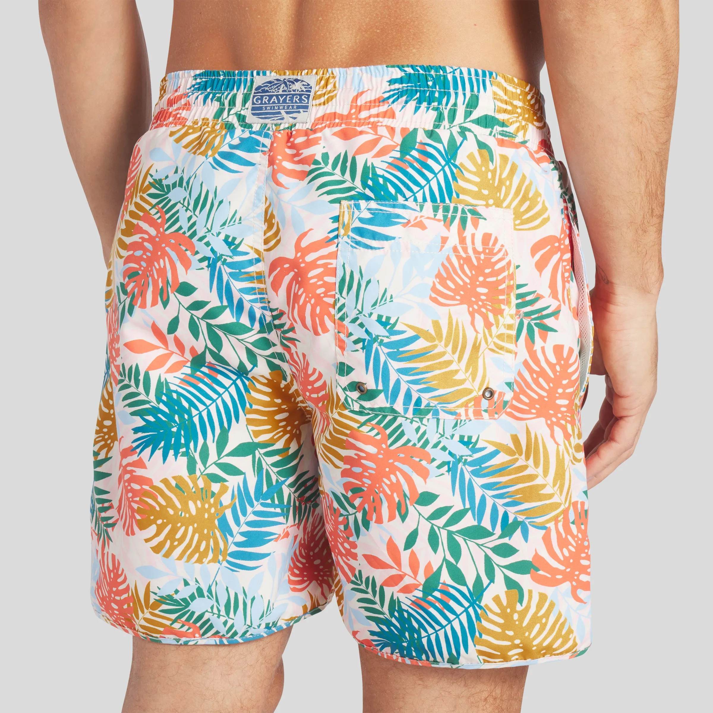 Tropical Leaf Eco Swim Trunk 6" - Multi Color