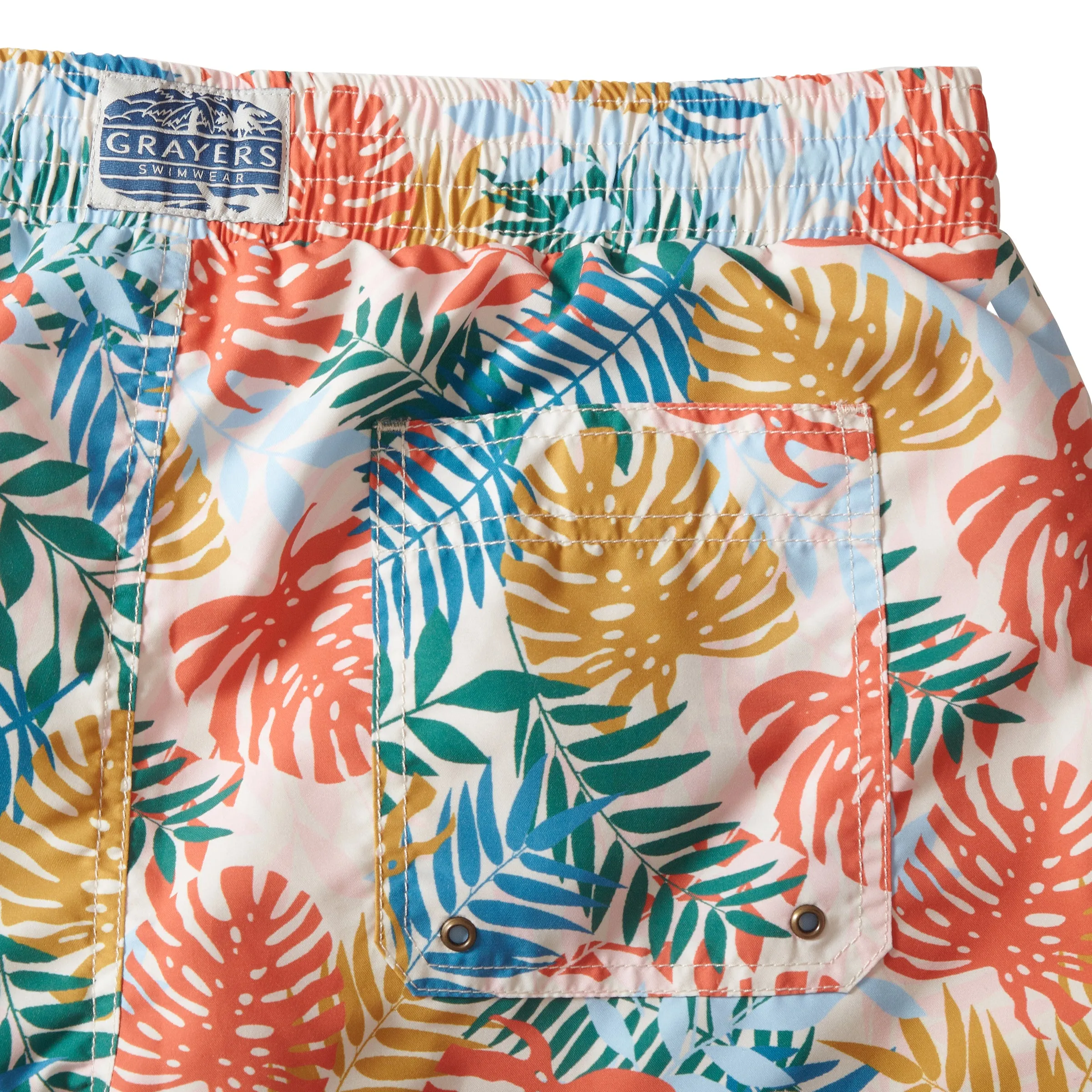 Tropical Leaf Eco Swim Trunk 6" - Multi Color