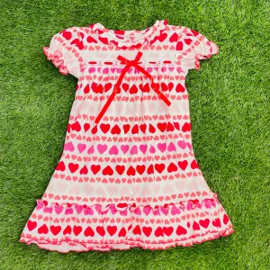 Valentine Nightgown in Knit Cotton- Red and Pink Hearts!