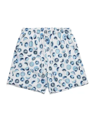 White Citrus Print Swimshort