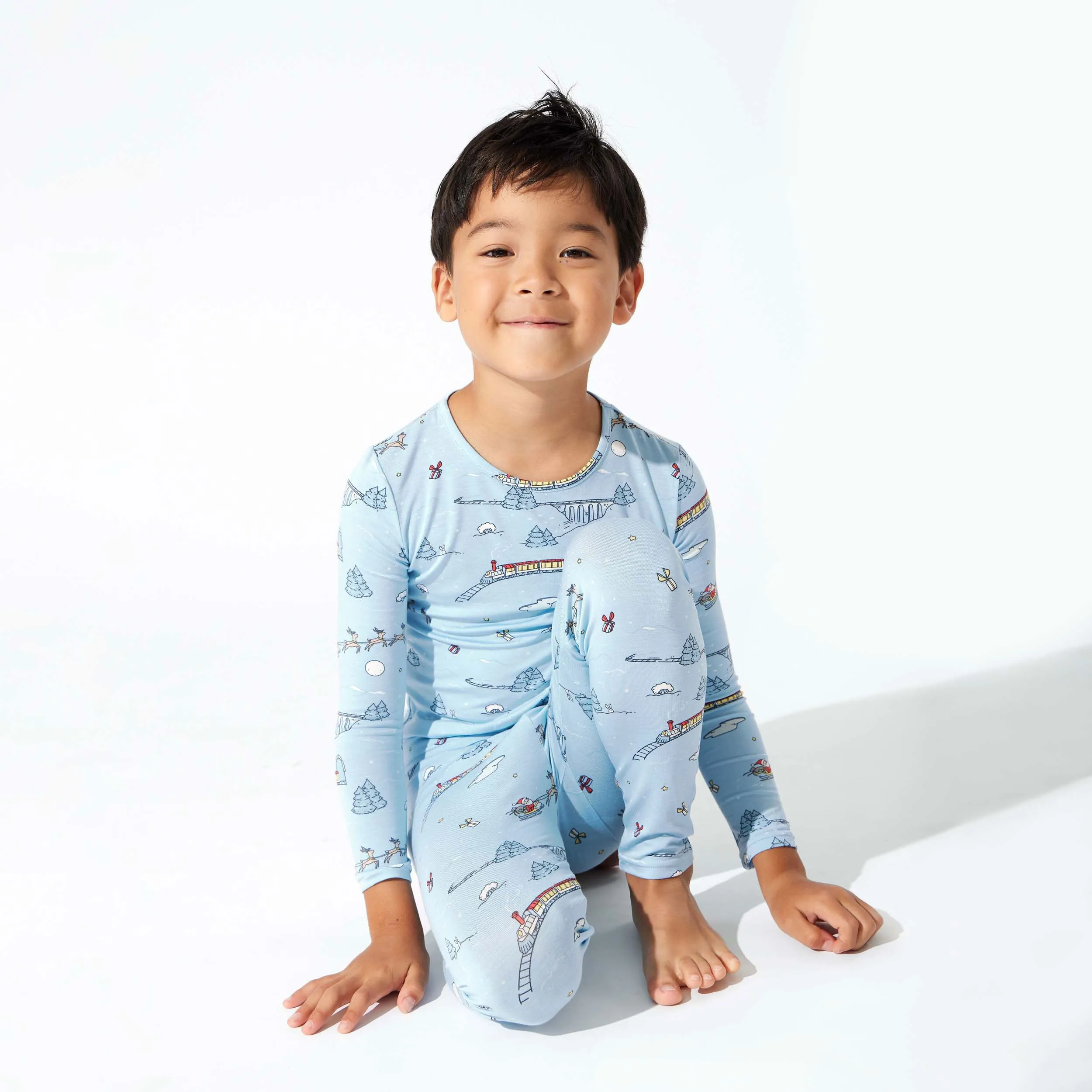 Winter Train Bamboo Kids Pajamas