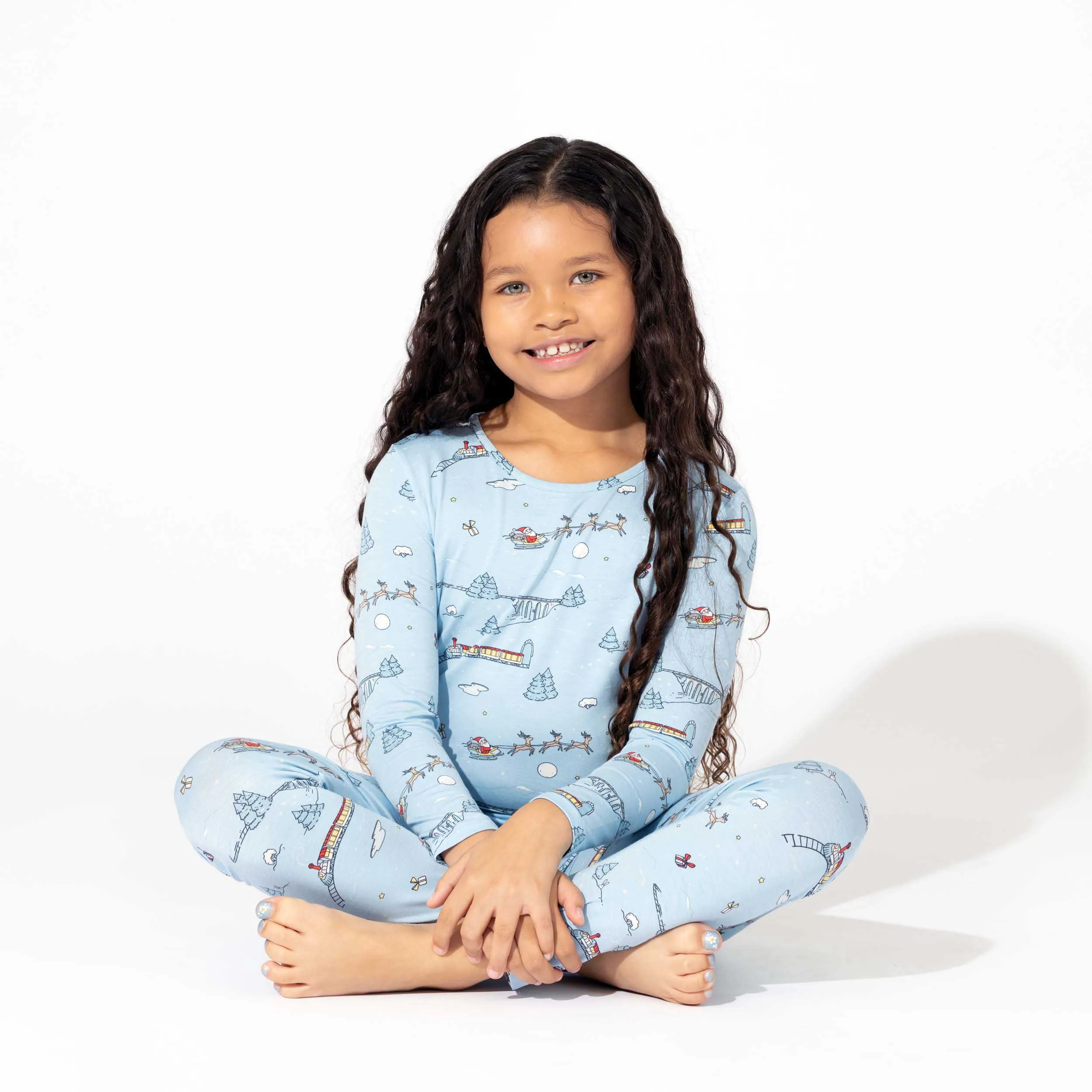 Winter Train Bamboo Kids Pajamas